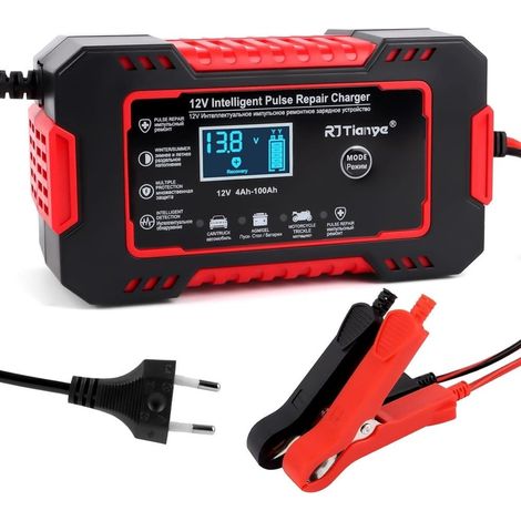 TrAdE Shop Traesio - Caricabatterie Auto 6a 12v Mantenitore Batteria Compensazione Temperatura Moto Tosaerba Barca - (1/5)