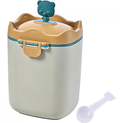Boîte à lait en poudre, distributeur de lait en poudre portable, boîte à lait en poudre, récipient de conservation du lait en poudre, récipient à lait avec cuillère pour bébé L Jaune (1/5)