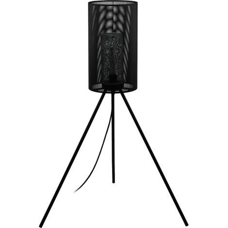 Lampadaire d'extérieur pour terrasse, en treillis d'acier noir, avec interrupteur, H 117 cm (1/3)