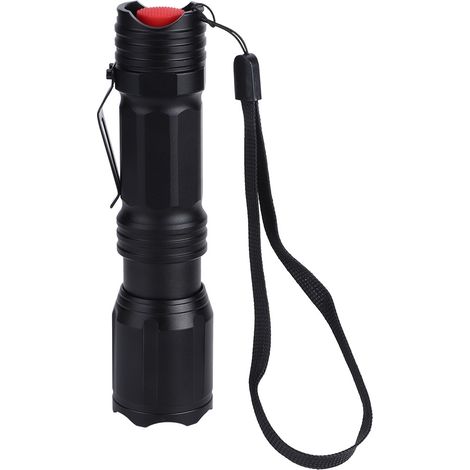 Linterna LED 4 en 1 con zoom, aluminio, blanco, azul, verde, rojo, para camping y senderismo. (1/5)