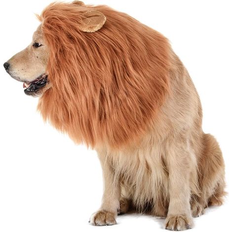 1 Perruque crinière de lion, accessoire déguisement réaliste en polyester, ajustable pour chien moyen et grand