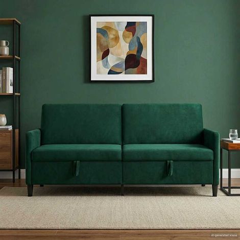 vidaXL Sofá con almacenamiento Verde oscuro 192 x 78 x 87 cm Poliéster (1/5)