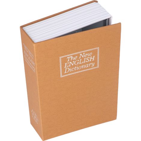Coffre-fort portable factice en forme de livre avec serrure à combinaison pour cartes bancaires, bijoux et argent (marron) (1/5)