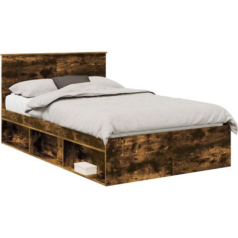 Cadre de lit Chêne fumé 120 x 190 cm Pin massif vidaXL (1/5)