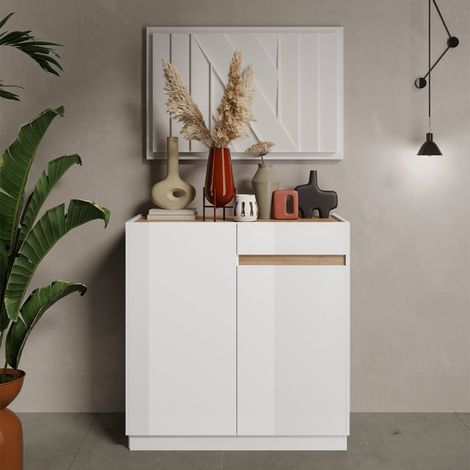 Aparador FANTASY blanco lacado/roble Cadiz 105 x 107 cm (1/3)