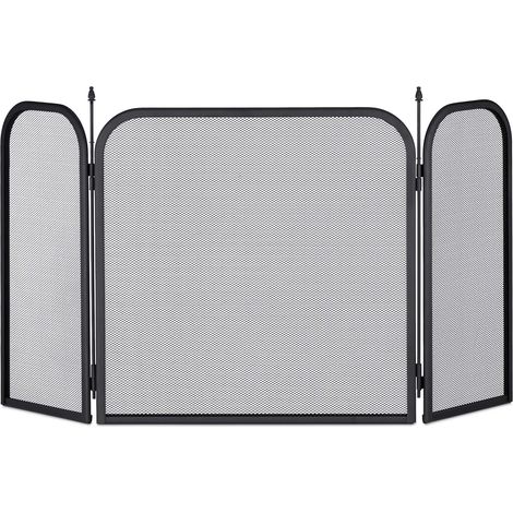 Pare Acier, Grille anti étincelles, Panneau protection cheminée Hxlenv.52,5x97cm,noir, 52,5 x 97 x 1,5 cm (1/5)