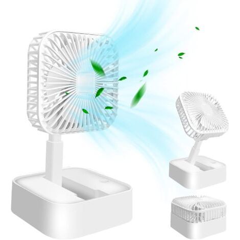Ventilateur USB, mini ventilateur portable, ventilateur de bureau rechargeable, batterie rechargeable 1200 mAh, 3 vitesses, ventilateur de poche silencieux pour la maison, le bureau et les voyages - B (1/5)