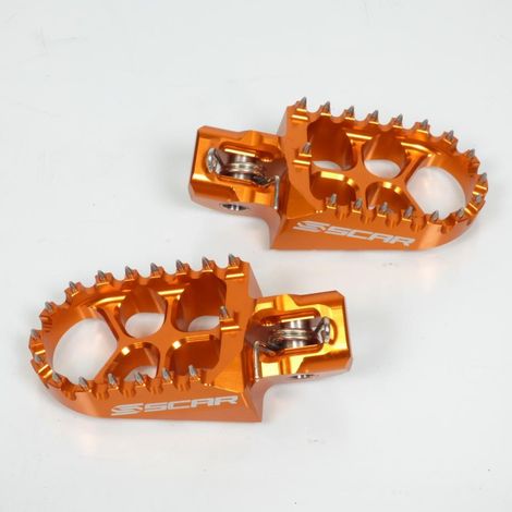 Paire de repose pied cale pied alu cross orange Scar pour moto (1/5)