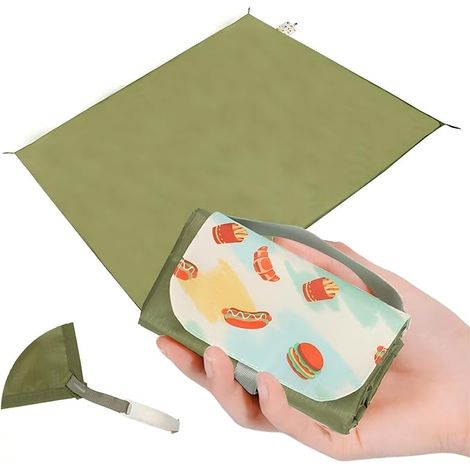 1 Pièce Couverture de Pique-Nique Imperméable, Se Glisse dans la Poche avec Piquets Intégrés, 25.4 cm (1/4)
