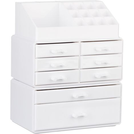 Organizer per trucco impilabile con 8 cassettoni 30 x 24 x 14 cm salva-spazio stile moderno in acrilico trasparente 130005400