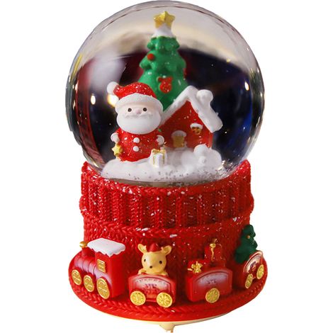 Boîte à musique de Noël lumineuse en résine avec neige - Décoration musicale pour étudiants, enfants, personnes âgées - Grand format 2041 (1/5)