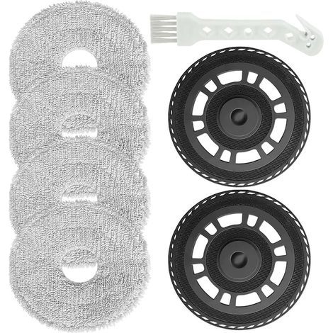 Juego de 4 almohadillas de fregona con 2 soportes de repuesto para aspiradoras robot Dreame L10s Pro Ultra Heat / L10s Ultra Gen2 / X40 Ultra / X40 Master / L40 Ultra / L20 Ultra / Mova E30 Ultra (4 + (1/5)