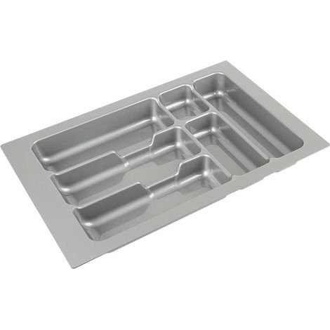 Range couverts pour intérieur de tiroir en plastique redécoupable Organiseur Ustensile Cuisine Rangement, 6 compartiments 335 x 490 mm gris