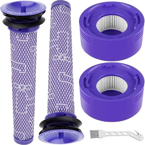 fournit 4 filtres de rechange, 2 filtres arrière et 2 préfiltres pour aspirateurs Dyson V7, V8 Animal et V8 Absolute Wireless, remplaçant les codes 965661-01 et 967478-01 (1/5)