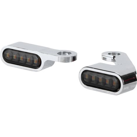 Lot de 2 mini feux de virage à LED, clignotants, en alliage d'aluminium résistant à la corrosion, accessoire moto, coque argentée, miroir noir (1/5)