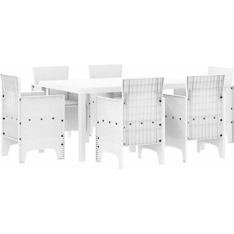 Maison Exclusive - Set da Pranzo per Giardino 7 pcs Bianco Rattan Polt