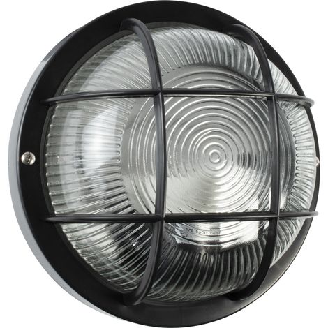 Hublot sans ampoule Rond Noir E27 60W max IP44 - Tibelec (1/4)