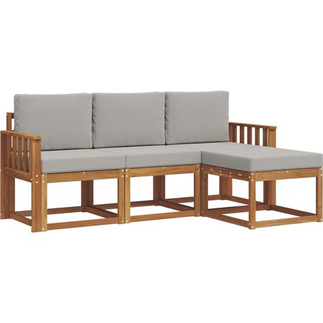 Conjunto de sofás de exterior 4 pcs Gris Natural y Claro vidaXL (1/5)
