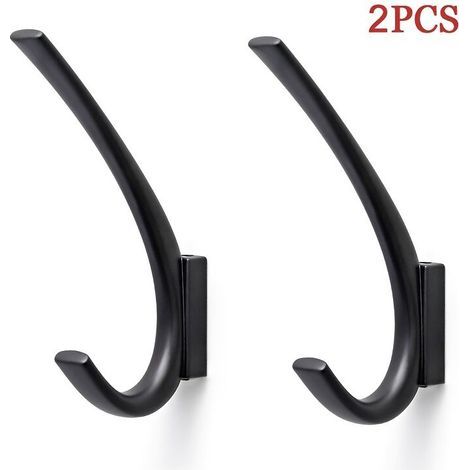 Lot de 2 Crochets Garderobe Métal Or Mat/Noir - Élégant Poli Durable - Idéal pour Familles Salle de Bain Chambre noir