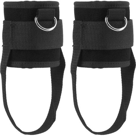 1 paire de sangles de cheville de fitness à double anneau en D pour l'entraînement en salle de sport (noir) (1/5)