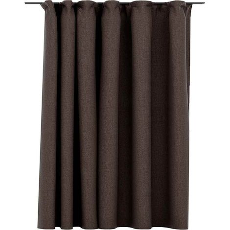 Linen-Look Blackout Curtain with Hooks Taupe 290x245 cm vidaXL