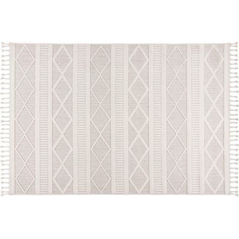 Elma - tapis rectangulaire motif géométrique - beige et blanc - beige/blanc (1/5)