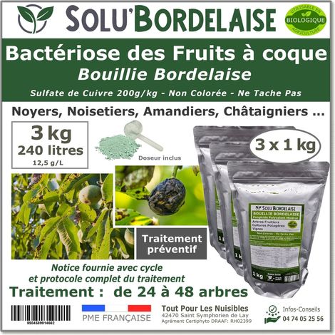 Bouillie Bordelaise Non Colorée spécial Bactériose des Fruits à coque, SOLU'BORDELAISE-Sachet de 3 kg (1/5)