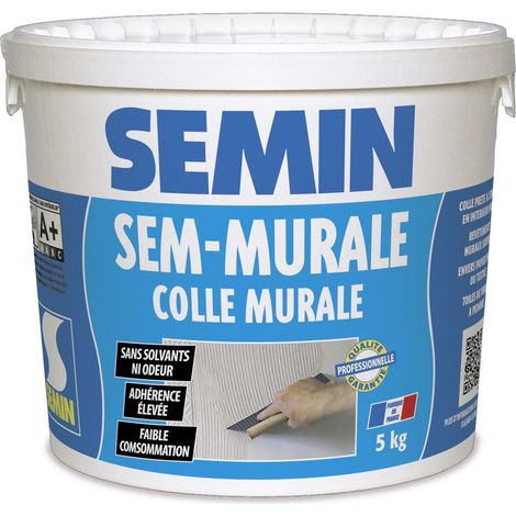 Semin – Colle pour toiles de verre et revêtements muraux légers – Prête à l'emploi – Seau 5 kg – Convient pour locaux humides