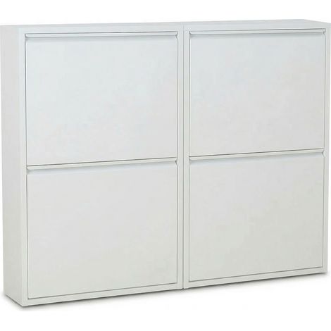Pisa Schuhschrank mit 4 Türen. Metall weiß. Wird fertig montiert geliefert. (1/5)