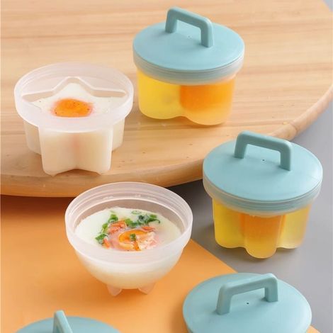 bleu Moule Oeuf Cuit À La Vapeur De Qualité Alimentaire PP Oeuf Poché Moule Double Caves Oeuf Poché Maker Cuisine Outils De Cuisine (1/5)