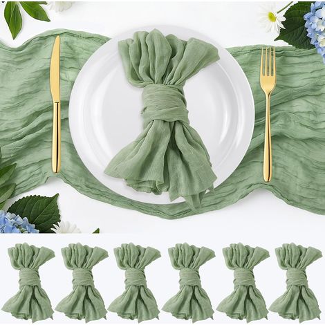 6 Serviettes de Table en Tissu Vert Sauvage 50x50 cm Boho Réutilisables Lavables, Serviettes Décoratives pour Mariage, Fête Printemps, Anniversaire, EVJF, Baby Shower (1/5)