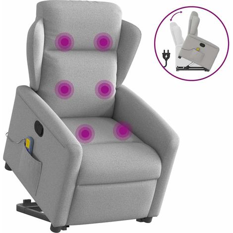 Sillón de masaje reclinable de pie de tela gris nube