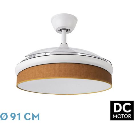 Ventilador Dc Moda 72w Blanco/naranja 91d 3aspas 7200lm 3000-4000-6000k Remoto+ Memoria+ Temporizador (1/3)