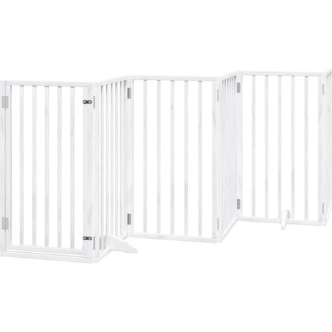 Cancelletto e porta di sicurezza per animali domestici 6 pannelli legno di pioppo bianco 020023358