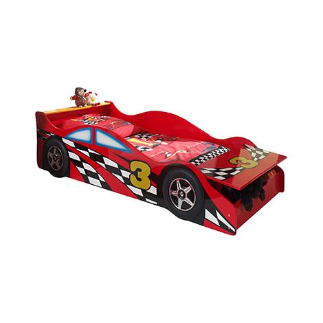 Lit voiture avec coffre 70x140 cm rouge + matelas - CARINO