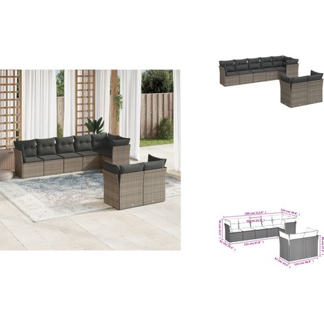 Salon de jardin 8 pcs avec coussins gris résine tressée - Salon De Jardin - Canapé Extérieur - Mobilier De Jardin - Set Salon De Jardin - Ensemble De Canapés (1/3)
