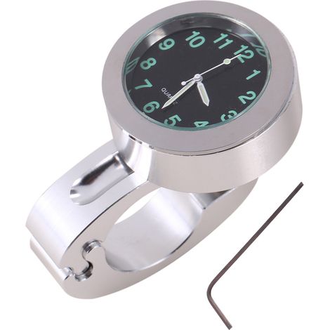 1 support universel étanche argenté pour guidon de moto avec éclairage et horloge/montre (1/5)