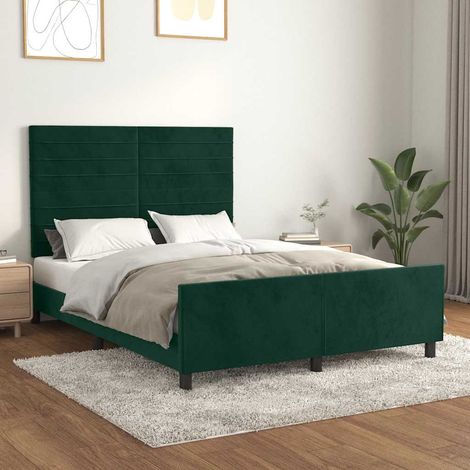 vidaXL Cadre de lit sans matelas vert foncé 140x190 cm velours (1/5)