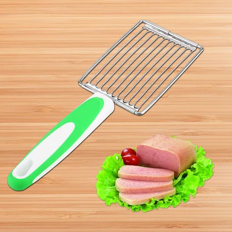 Coupe-viande en acier inoxydable pour jambon, fruits, tomates, aliments mous (vert) (1/5)