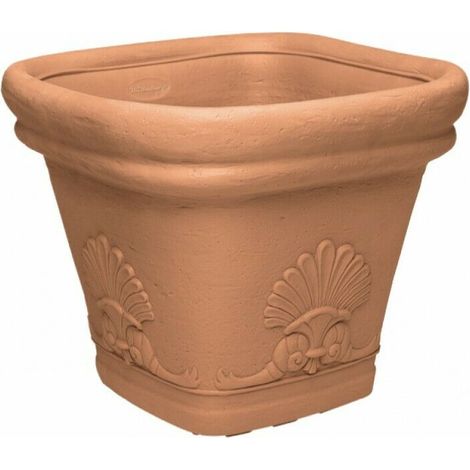 Vaso Festonato quadro in resina - Zeus - Specifiche: cm 38x38x h33 - 21 lt