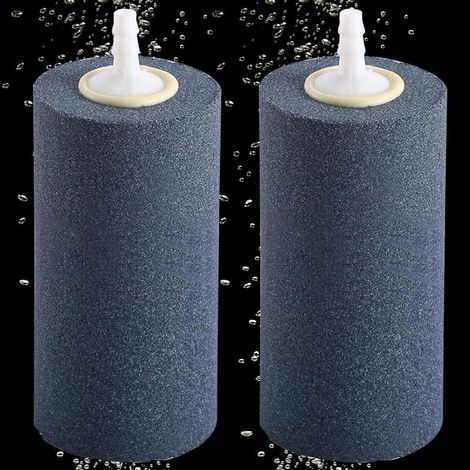 Lot de 2 pierres à air pour aquarium - 10 cm - Grand diffuseur de bulles d'air Airstones - Tuyau de 4 mm/6 mm - Pierre à gazéifier pour bassin et aquarium (1/5)