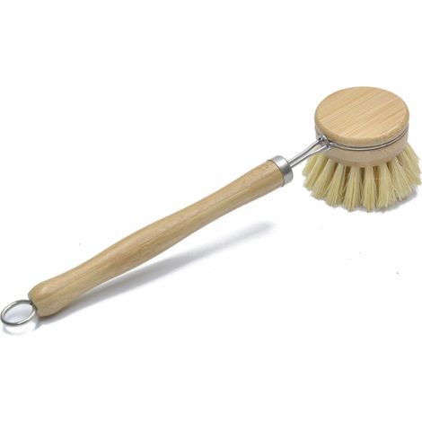 Brosse À Vaisselle - Fibres De Tampico Naturelles - Manche En Bambou - Pour Grils Casseroles Poêles Bols - Lot De 2 (1/5)