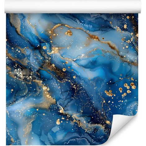 Carta da parati blu inchiostro, blu navy e turchese per soggiorno e camera da letto, 50x1000 cm (1/5)