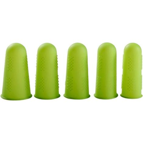 Gants résistants aux coupures, 5 pièces Silicone doigt protecteur anti-rayures résistant aux hautes températures anti-brûlure anti-dérapant anti-coupure doigt for la cuisine cuisine Coupe extensible c (1/5)