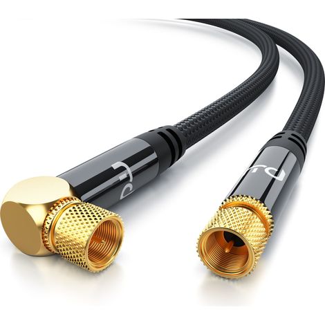 Primewire HDTV Satellitenkabel gewinkelt mit Braiding - 135Db - 75 Ohm - Stoffummantelung - 2 m