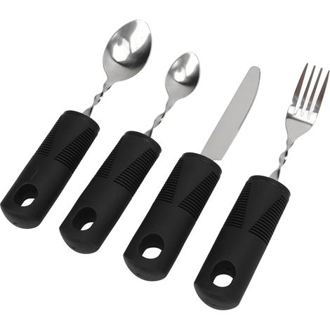 Gewichtetes Besteck für Parkinson-Patienten, zur Linderung von Arthritis-Beschwerden und Handzittern: Set aus angepasstem Löffel, Gabel und Messer (1/5)