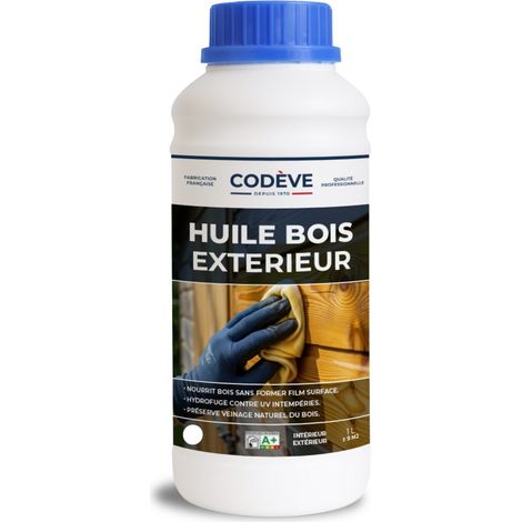 Huile Bois Exterieur - 1 L - Codeve Bois - Pour La Protection D'un Chalet, Abri, Garage, Hangar, Cabane En Bois. (1/5)