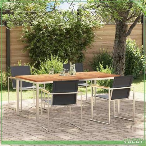 Ensemble de salle à manger d'extérieur - FAF7291712451263 - Teck massif - Cadre acier anti-corrosion - 3 pcs (table+2 chaises) (1/5)