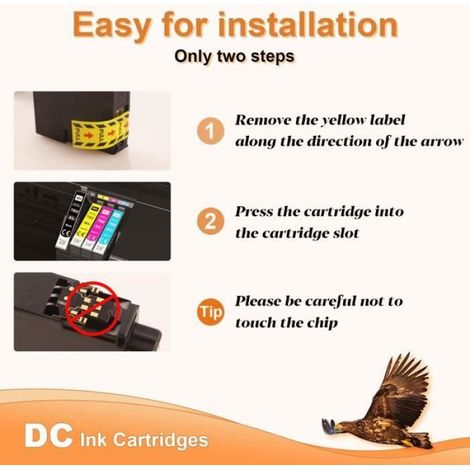 D&C 502XL Cartouches d'encre Compatible pour Epson 502 502 XL pour Epson Workforce WF-2860 WF-2860DWF WF-2865 WF-2865DWF, Expres530 (1/4)