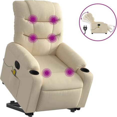 Fauteuil de massage électrique inclinable en tissu couleur crème